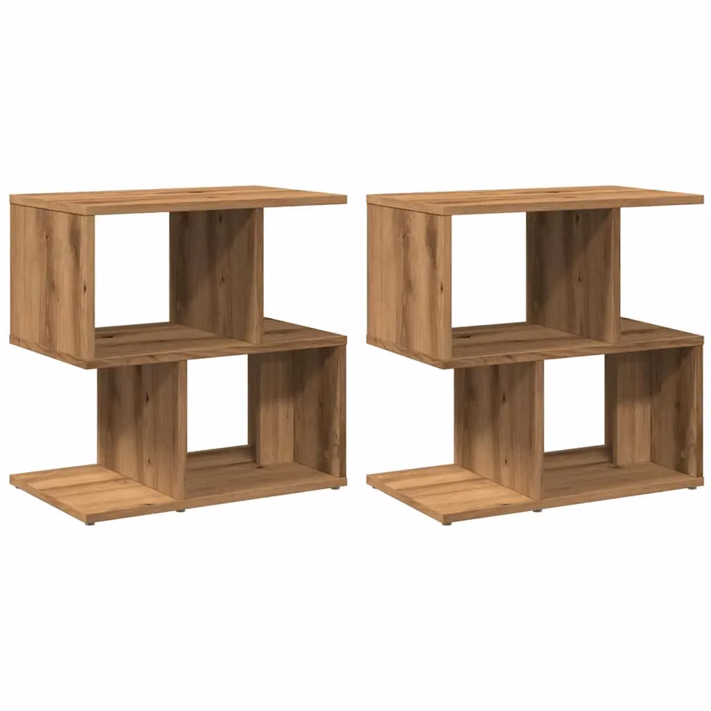 Berkfield Home Set of 2 Artisan Oak Bedside Cabinets, Brown Engineered Wood, W: 50 cm, D: 30 cm, H: 51.5 cm – 2