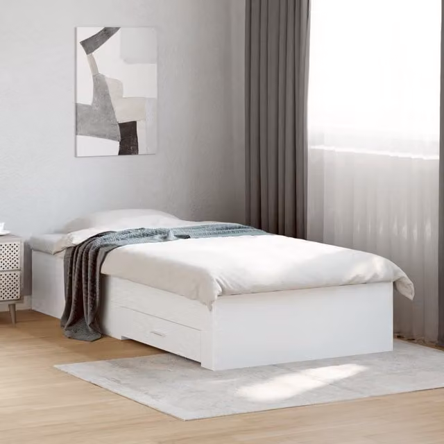 Berkfield Home Single Bed Frame with Drawers in White, W/D/H: 90 x 190 cm – 1