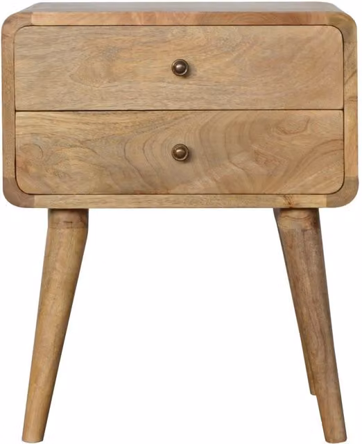 KDMK Mango Wood Bedside Table with 2 Drawers in Brown