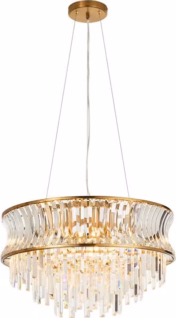 Perch & Parrow Barnwell Tiered Pendant Light in Gold and Brass with Transparent Glass