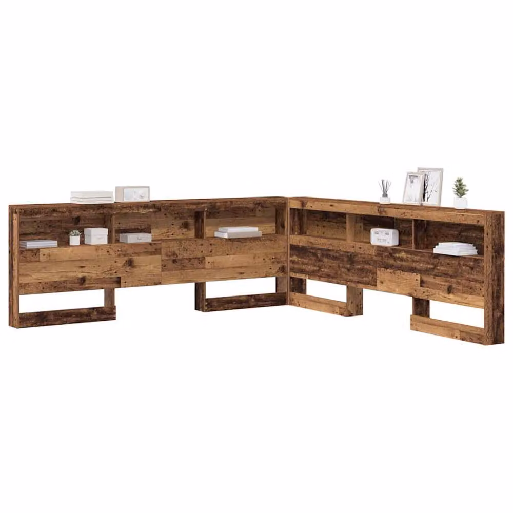 Berkfield Home Storage Headboard with Integrated Shelf in Old Wood Brown, Width: 180 cm – 3