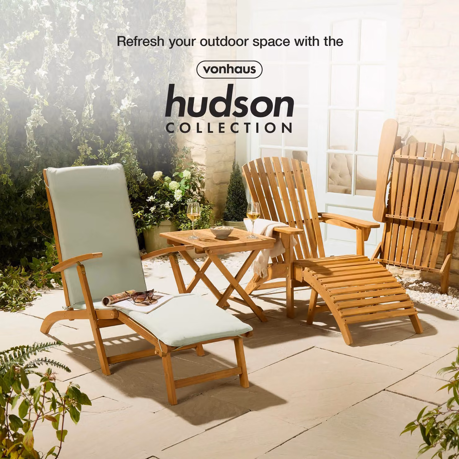 VonHaus Hudson Adirondack Acacia Hardwood Folding Garden Side Table in Brown – 6