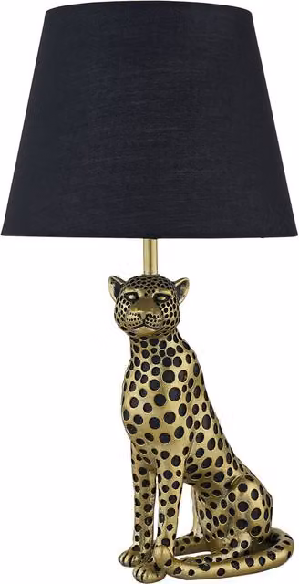 First Choice Lighting Bella Gold Cheetah Table Lamp with Black Fabric Shade