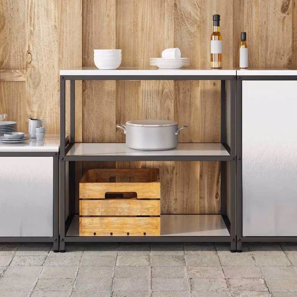 Berkfield Home Silver Stainless Steel Kitchen Storage Shelf – 4