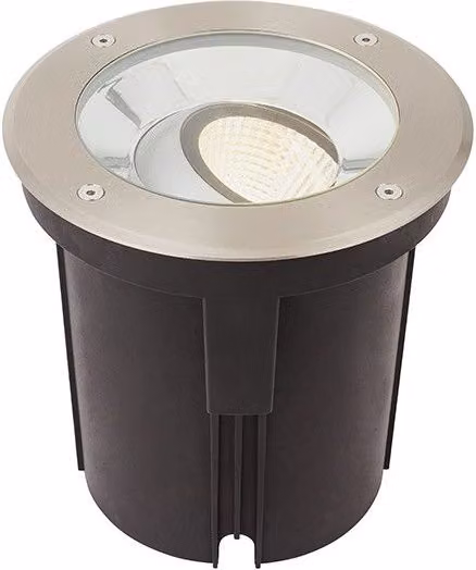 Netlighting Hoxton Outdoor LED Recessed Ground Light, 16.5W, 3000K Warm White, Brushed Stainless Steel in Grey – 1