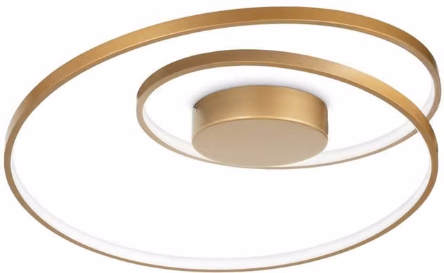 Ideal Lux Oz LED Decorative Swirl Semi Flush Ceiling Light in Gold/Brass with 3000K Warm White Light