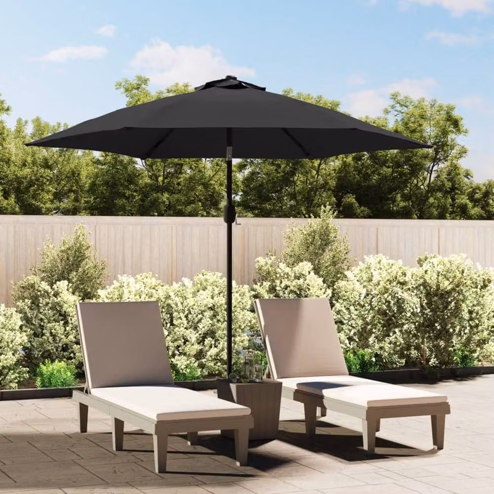 Berkfield Home Outdoor Parasol with LED Lights and Steel Pole, Anthracite and Black, Diameter: 300 cm – 2