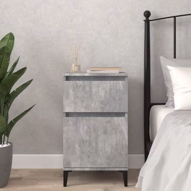 Berkfield Home Bedside Cabinet in Concrete Grey, W/D/H: 40 x 35 x 70 cm – 1