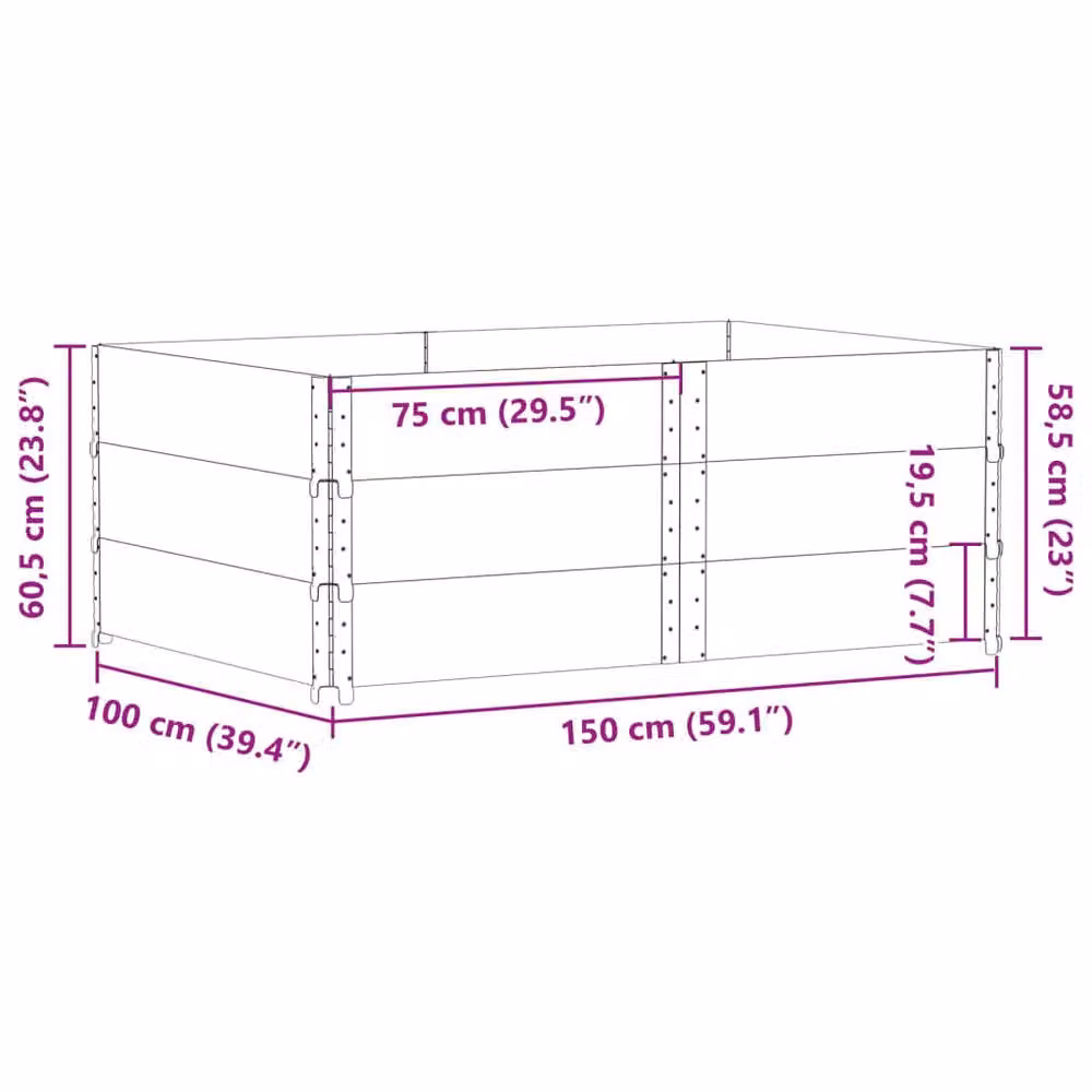 Berkfield Home Garden Black Wooden Raised Bed Planter with Galvanised Steel, W: 150 cm, D: 100 cm, H: 60.5 cm – 4