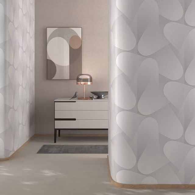Erismann White Abstract Geometric Retro Vinyl Pre-pasted Wallpaper