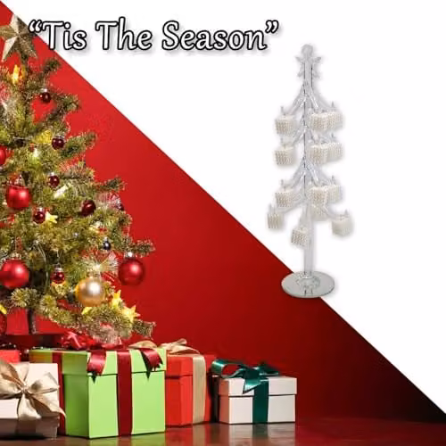 VFM e-Store White Glass Christmas Tree Tabletop Decoration, H: 36 cm, W: 12 cm – 5