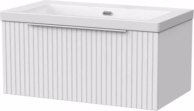 Balterley Callingwood 1 Drawer Vanity and Fireclay Basin in Matt White, Width: 80 cm