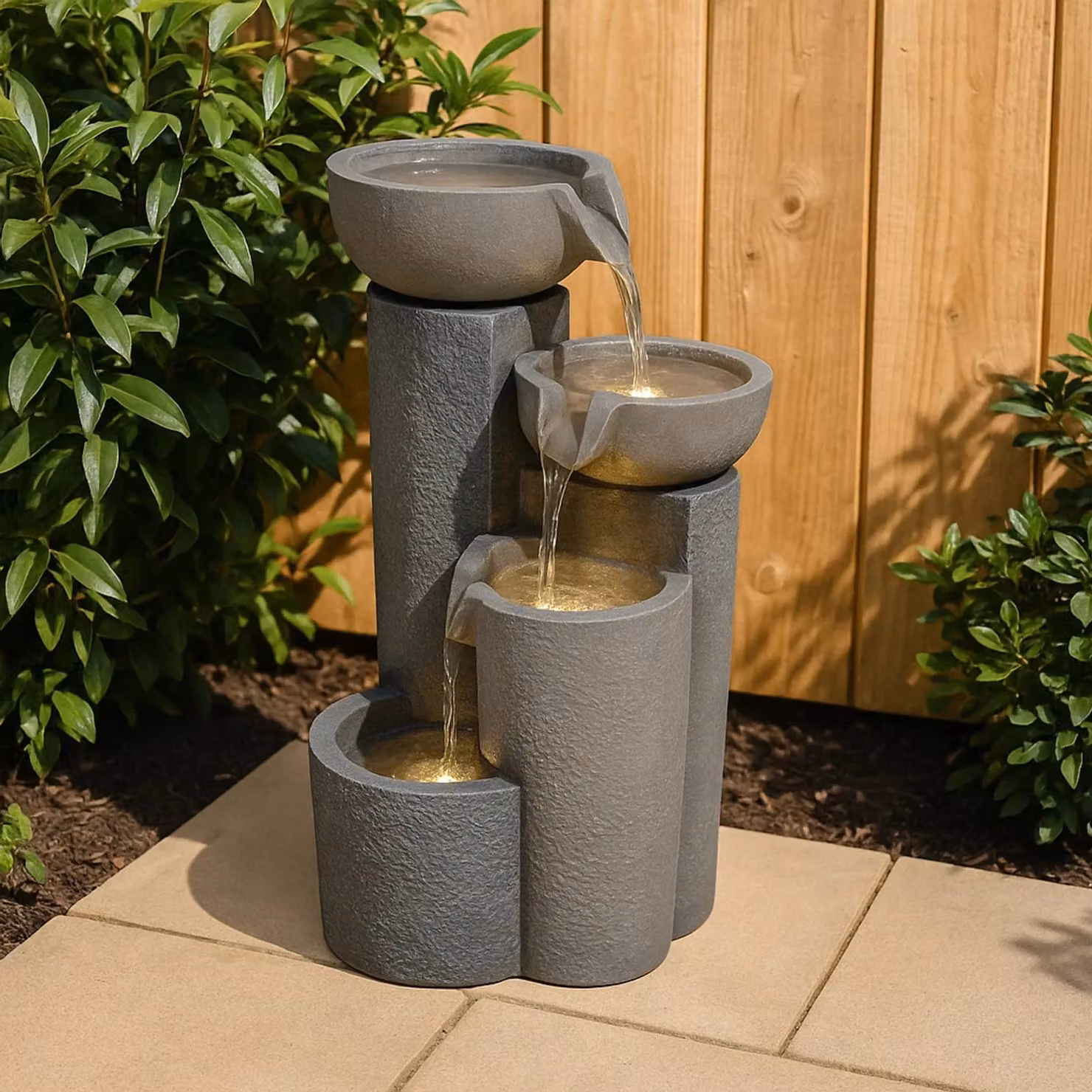 Monstershop Electric Polyresin Cascade Water Feature in Grey, W/D/H: 33.0 x 56.0 x 32.0 cm – 3