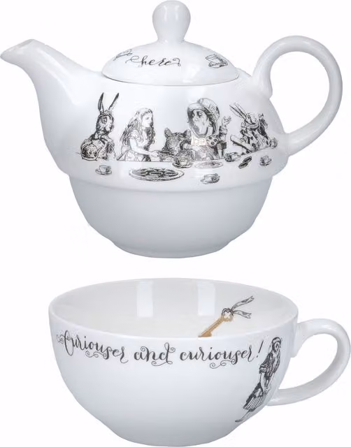 Victoria and Albert Alice in Wonderland Tea for One Teapot in White and Gold Bone China – 1