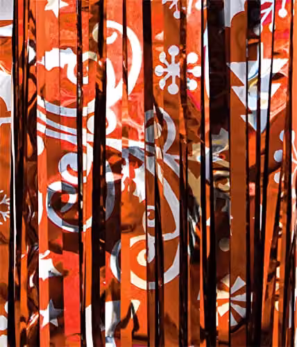 Netagon Red Shimmer Tinsel Curtain with Cheetah Design, W: 100 cm, H: 250 cm – 3