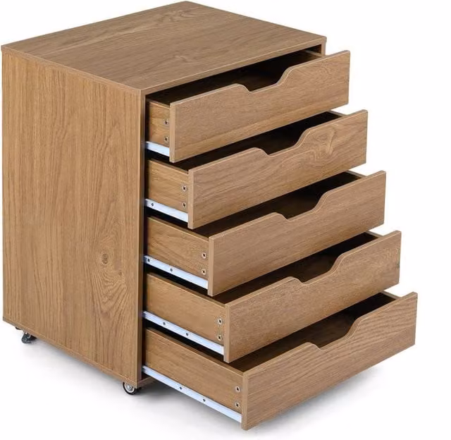 Kelvenix Rolling Dresser Storage Cabinet and Under Desk Filing Cabinet in Brown – 1