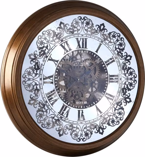 Cayton Gold Round Industrial Wall Clock, Diameter: 70 cm