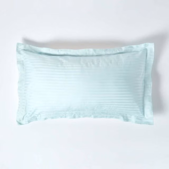 Homescapes 330 Thread Count Egyptian Cotton Percale Pillowcase, Blue