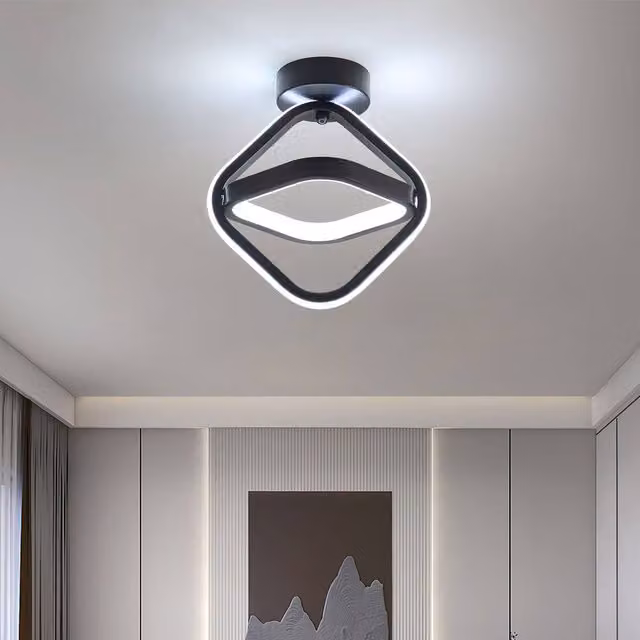 Goeco Modern Square LED Ceiling Light, 22W, Black, 6500K Cool White – 1