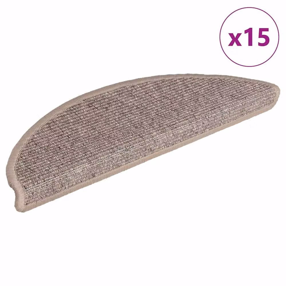 Berkfield Home Self-adhesive Stair Mats, 15 Pieces, Beige, W: 56 cm, D: 17 cm, H: 3 cm – 2