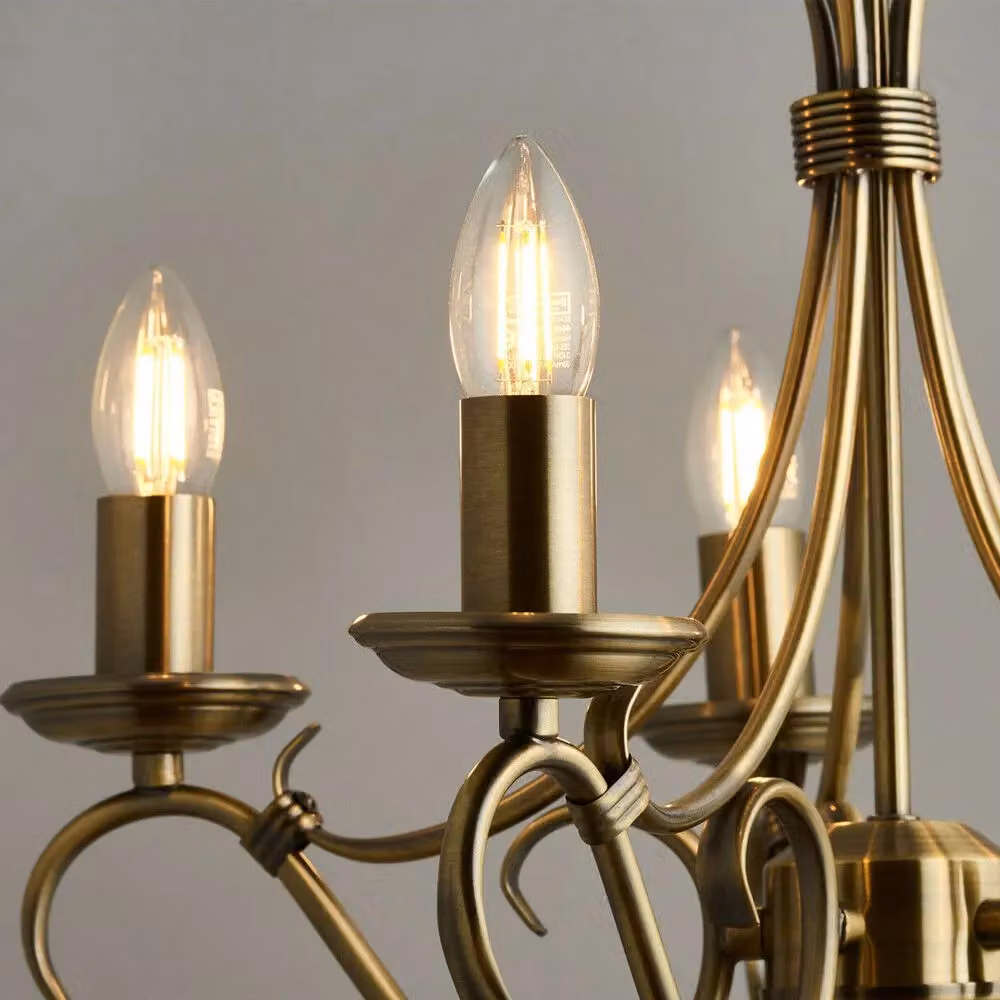 Loops Vintage 5-Shade Hanging Ceiling Pendant Light in Antique Brass – 3
