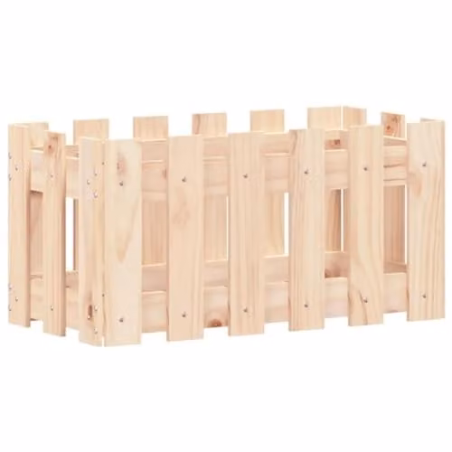 vidaXL Garden Planter with Fence Design in Brown Solid Wood, W/D/H: 60 x 30 x 30 cm
