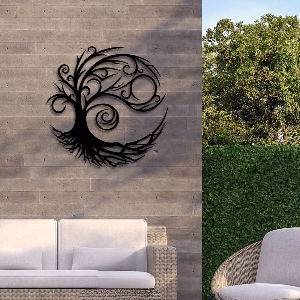 Decortie Tree of Life Metal Wall Decor, Black, 75 x 75 cm – 2
