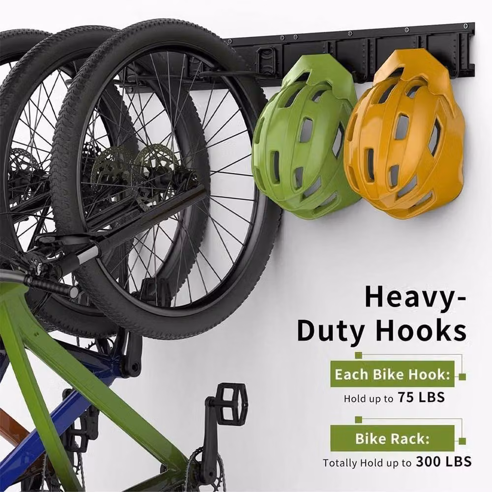 FORGEVIO Black Metal Bike Storage Rack for 4 Bikes and 3 Helmets, Width: 81.28 cm – 3