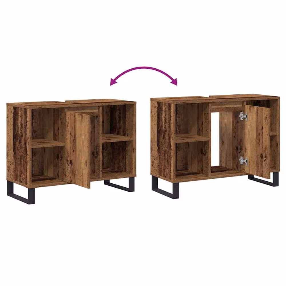 Berkfield Home Rustic Bathroom Vanity Unit in Brown – 6