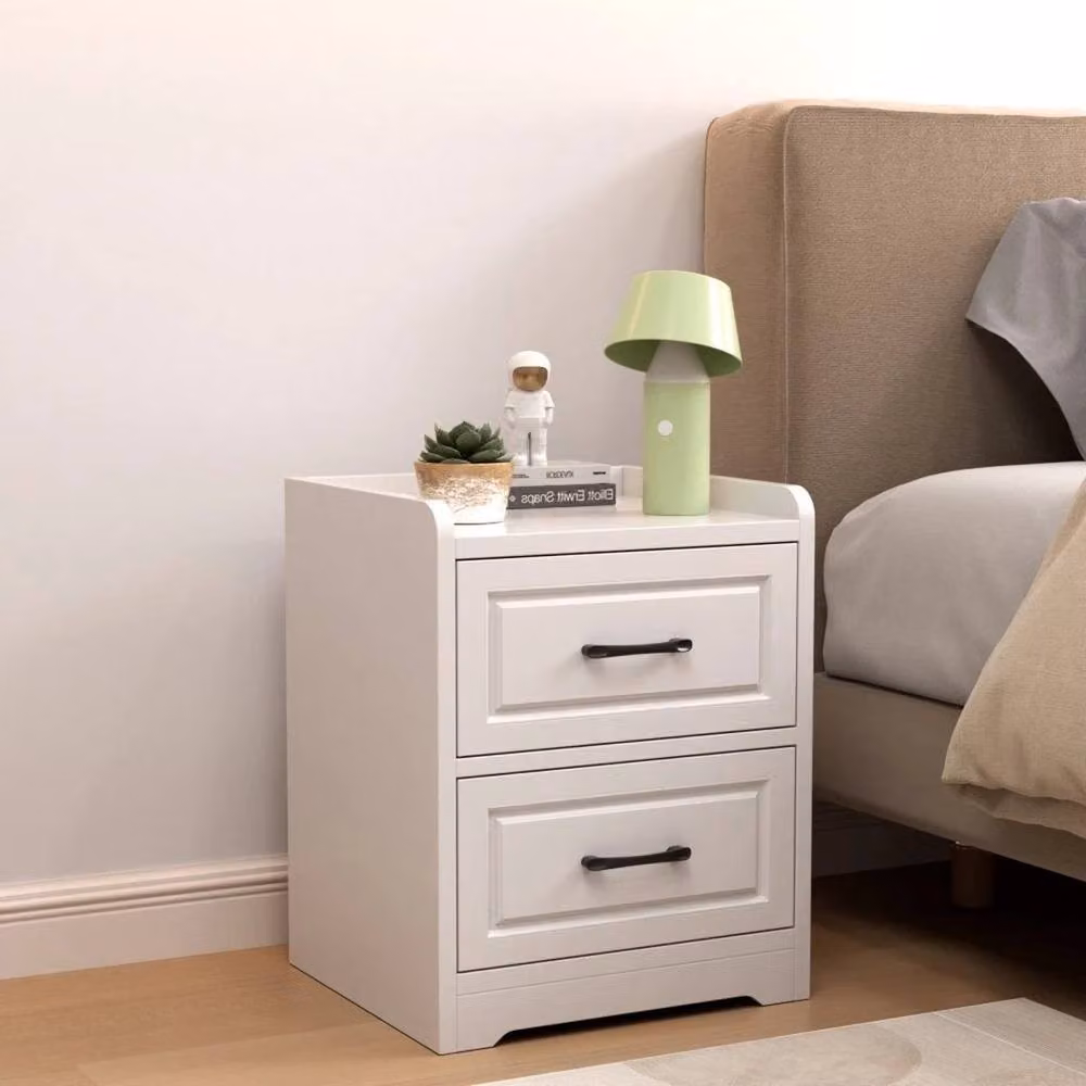 Kelvenix 2 Drawer Wooden Bedside Cabinet in White – 2