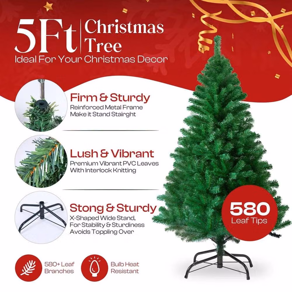 NESTLUNE Premium Realistic Artificial Christmas Tree in Green, H 100 cm x W 60 cm – 3