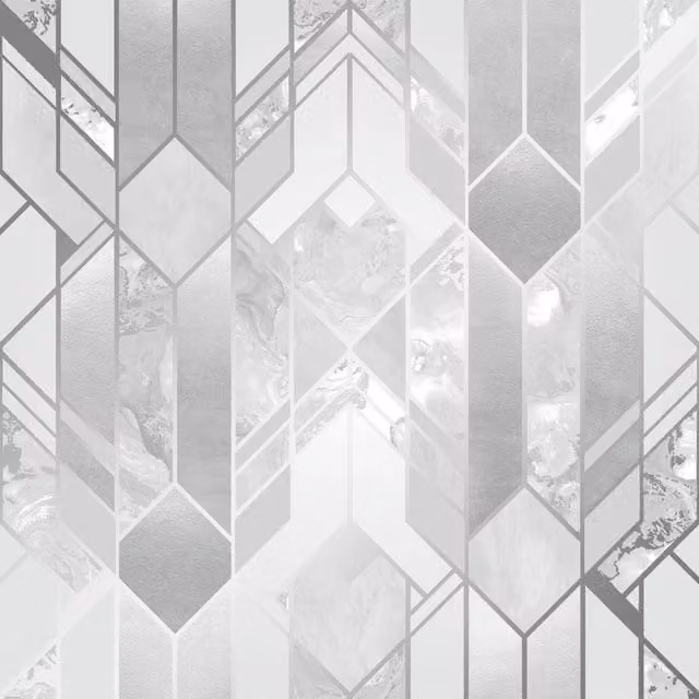 I Love Wallpaper Liquid Marble Geometric Abstract Art Deco Wallpaper Sample in Silver