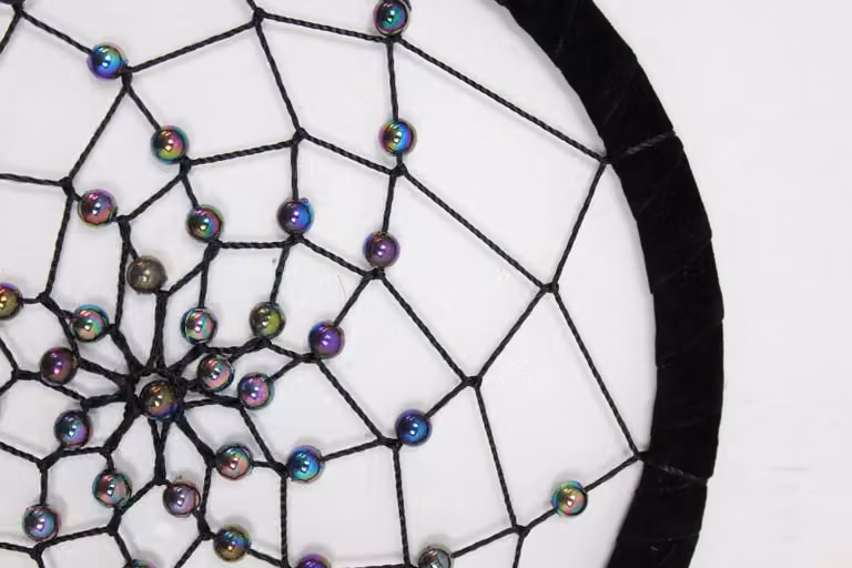KDMD Bali Dreamcatchers Set of 3 Large Round Geometric Hanging Textile Decor in Black, White and Red