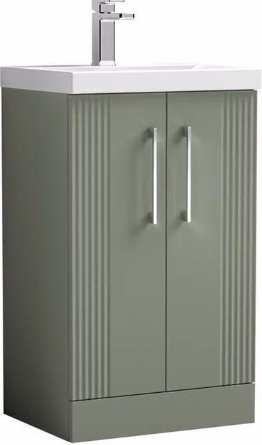 Balterley Floor Standing 2 Door Vanity Unit with Mid-Edge Basin, Satin Green