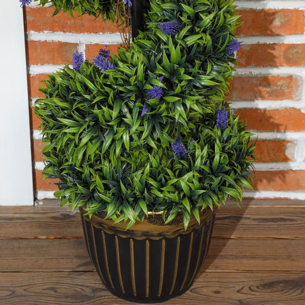 Wyld Haus Ribara Set of 2 Green Artificial Lavender Topiary Trees, Height: 115 cm – 7
