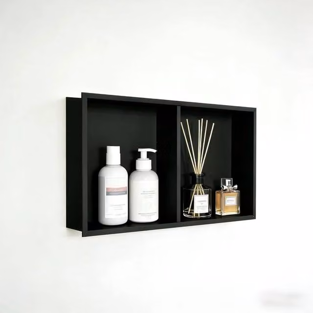 VOGREX Black Stainless Steel Waterproof Built-in Shower Niche Storage, W: 60.96 cm, H: 30.48 cm, D: 30.48 cm – 1