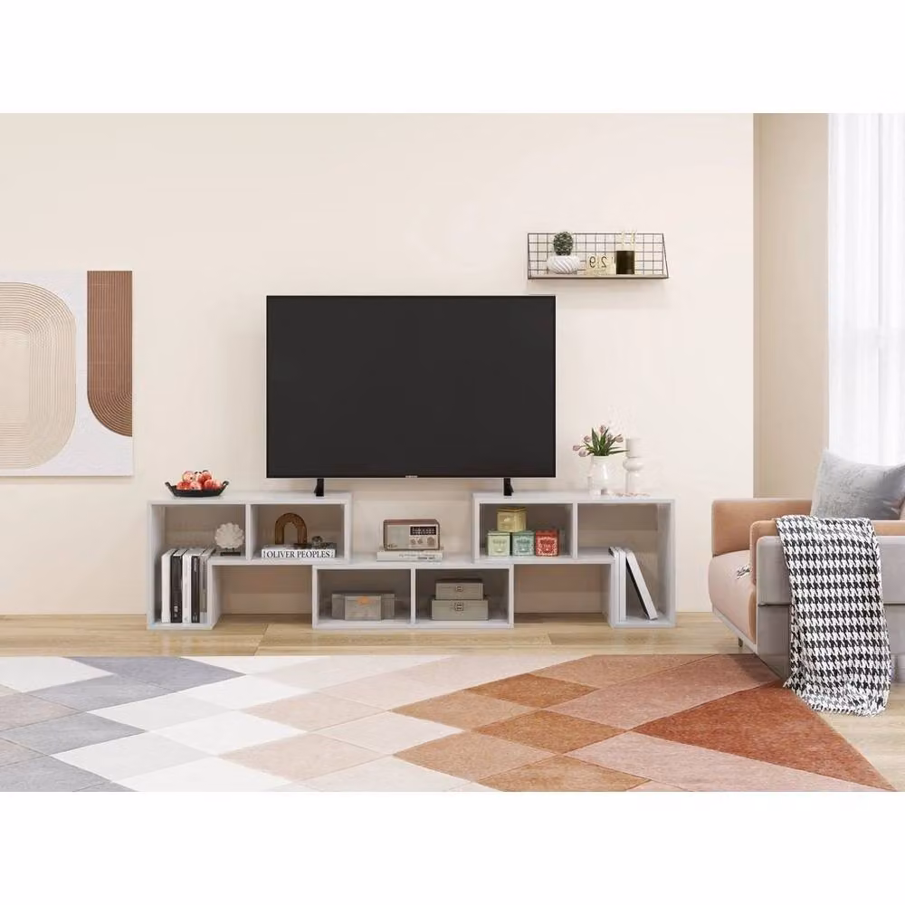 KORVIXA Adjustable TV Stand for 65 Inch TVs in White – 3