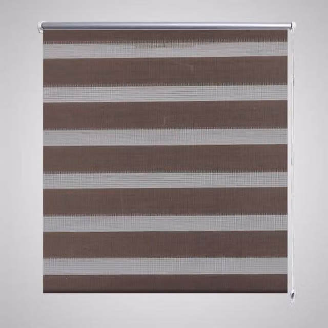 Berkfield Home Zebra Blind in Brown and White, W: 100 cm, H: 175 cm – 1