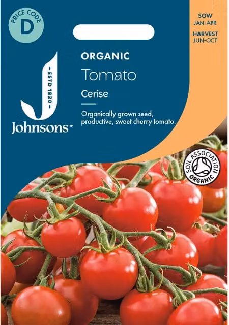 Johnsons Seeds Organic Cerise Tomato Vegetable Seeds, Red