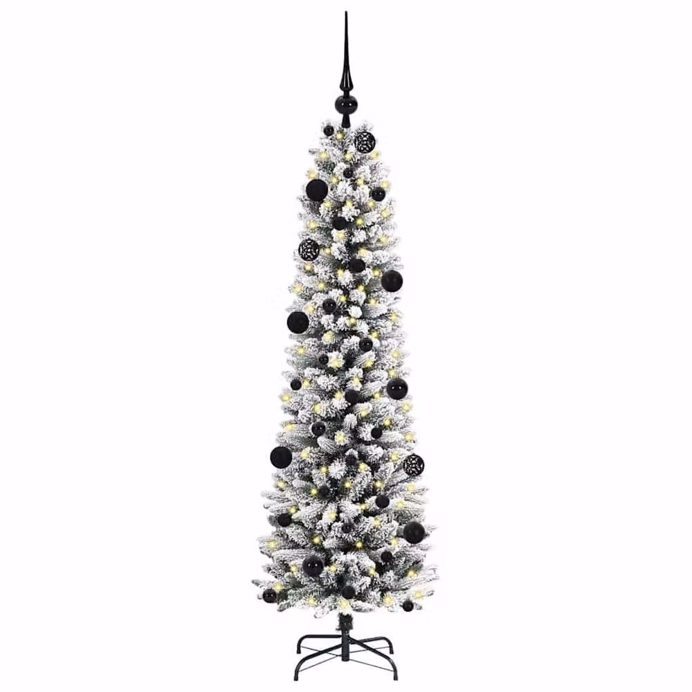 Berkfield Home Artificial Christmas Tree with 150 LEDs in Green, White and Black, Height: 150 cm – 3