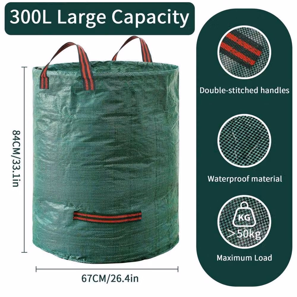 Kelvenix 2 Pack Heavy Duty Green Garden Waste Bags, 300L Capacity – 2
