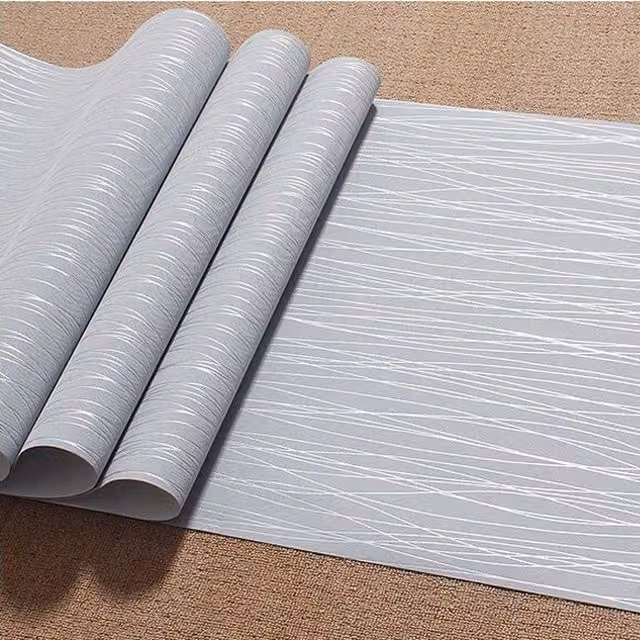 Lifeideas Minimalist Striped Non Woven Fabric Wallpaper in Silver Grey
