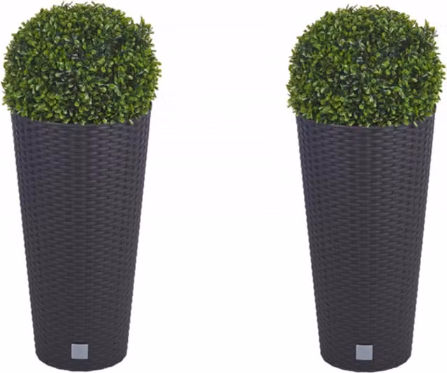 URBNLIVING Modern Round Tabletop Garden Planters in Brown, Grey or Black, W/D/H: 25 x 25 x 28 cm