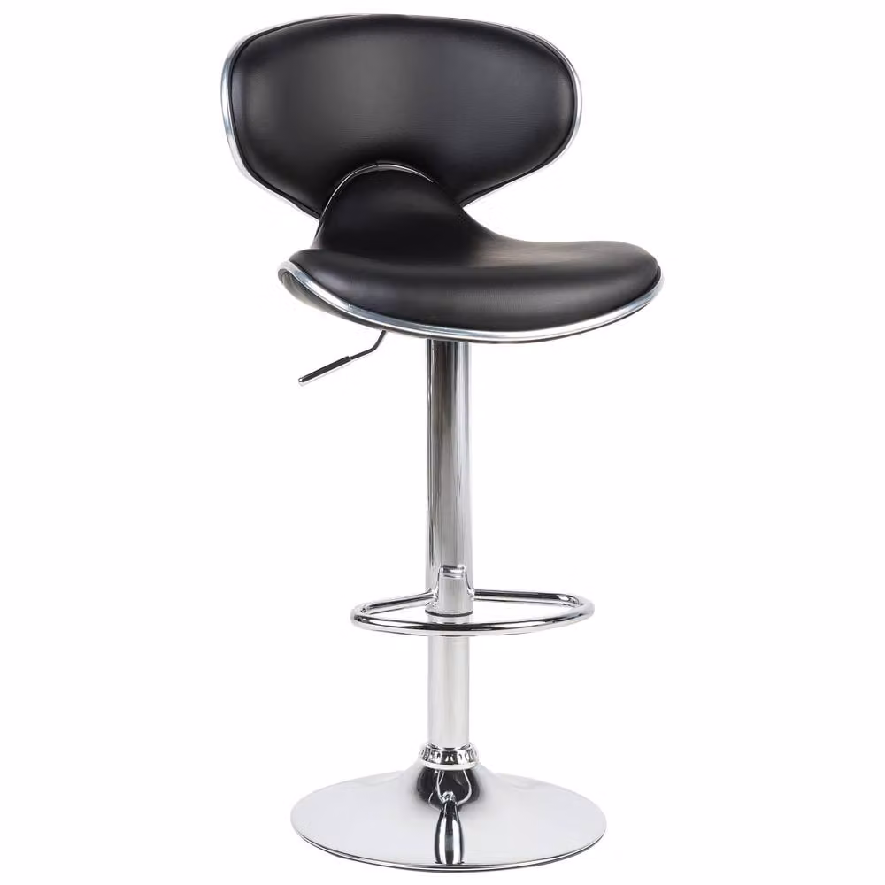 Wyld and Coco Set of 2 Black Faux Leather Swivel Bar Chairs with Gas Lift – 3