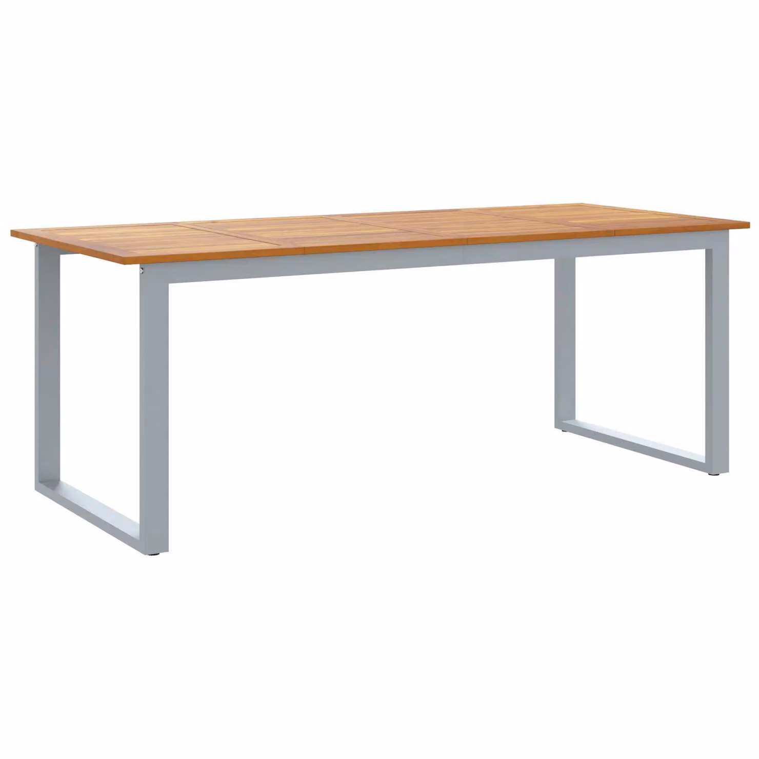 Berkfield Home Outdoor Dining Table in Grey, Made of Powder Coated Steel and Acacia Wood, W/D/H: 200 x 90 x 75 cm – 2