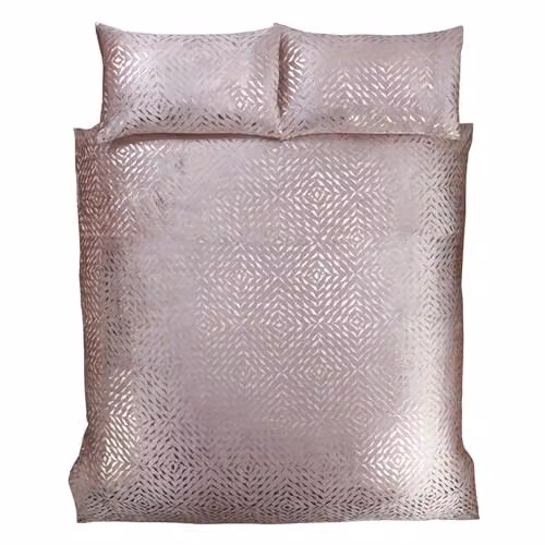 Rapport Home Bellagio Embellished Polycotton Duvet Cover and Pillowcase Set in Pink and Gold, W/D/H: 135 x 200 cm