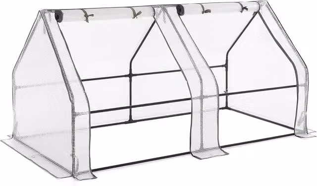Christow Large Gable Grow Tunnel with Reinforced Plastic Cover and Steel Frame in Black