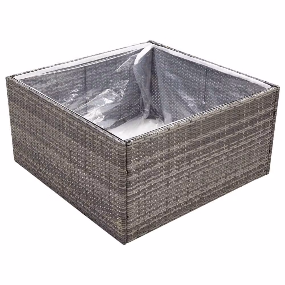 Berkfield Home Grey Poly Rattan Garden Planter Tub W/D/H: 80 x 80 x 40 cm – 2