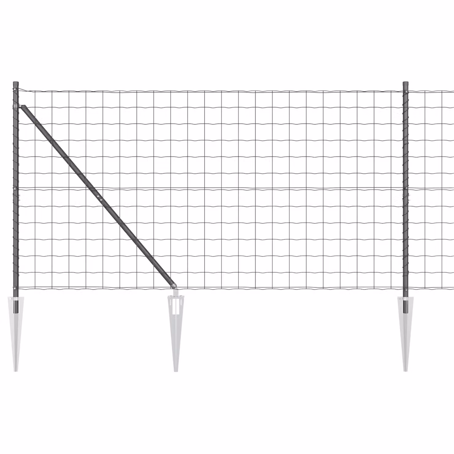 Berkfield Home Euro Fence with 7 Spike Posts, Galvanised Steel, Grey and Silver, W: 10 m, H: 1.4 m – 2