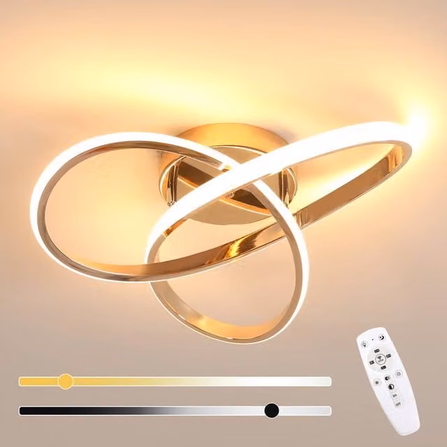 COMELY Modern Dimmable LED Ring Ceiling Light in Gold, 40 cm Diameter
